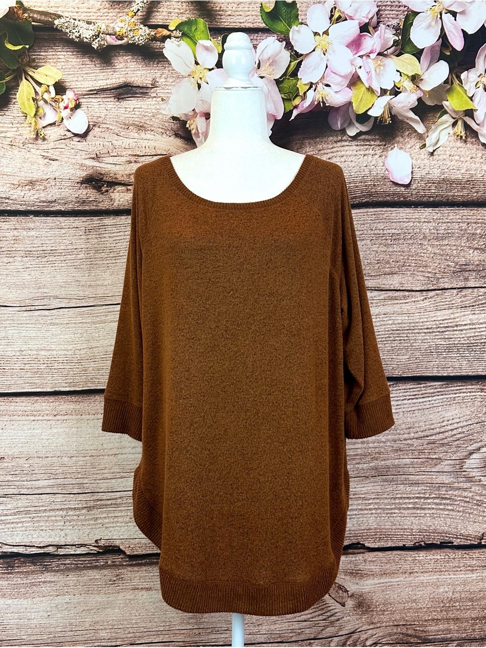 Maurices Women’s Rayon Solid Brown Minimalist Soft Sweater Pullover XL